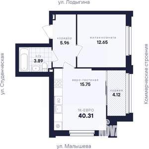 1-к квартира, вторичка, 40м2, 23/33 этаж