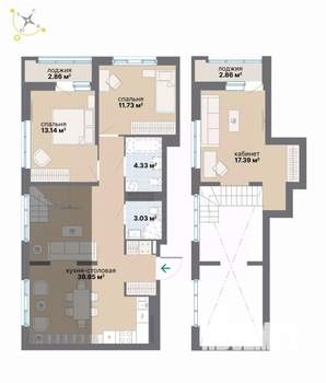 2-к квартира, вторичка, 97м2, 8/9 этаж