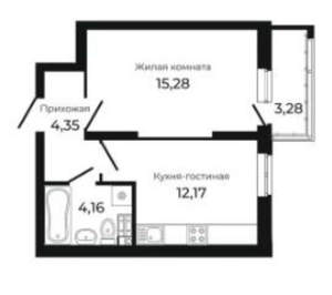 1-к квартира, вторичка, 39м2, 3/21 этаж