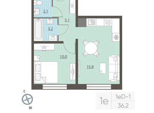 1-к квартира, вторичка, 36м2, 3/25 этаж