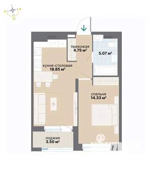 1-к квартира, вторичка, 47м2, 5/26 этаж