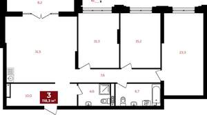 3-к квартира, строящийся дом, 118м2, 18/28 этаж