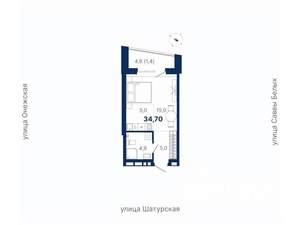 Студия квартира, вторичка, 35м2, 2/21 этаж