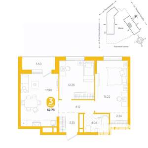 3-к квартира, вторичка, 63м2, 14/24 этаж