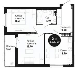 2-к квартира, вторичка, 57м2, 20/21 этаж