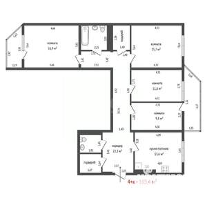 4-к квартира, вторичка, 103м2, 1/10 этаж