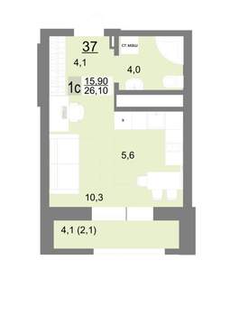 Студия квартира, вторичка, 26м2, 6/26 этаж