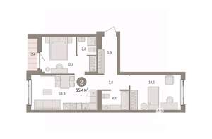 2-к квартира, вторичка, 65м2, 4/7 этаж