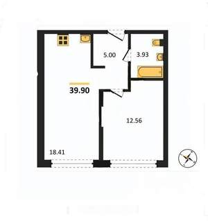 2-к квартира, вторичка, 40м2, 5/13 этаж