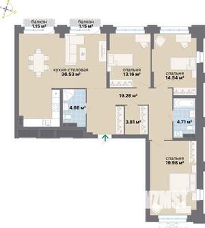 3-к квартира, вторичка, 119м2, 5/25 этаж