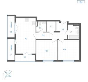2-к квартира, вторичка, 69м2, 7/32 этаж