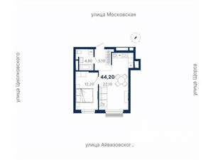 1-к квартира, вторичка, 44м2, 24/30 этаж