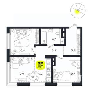 3-к квартира, вторичка, 50м2, 15/27 этаж