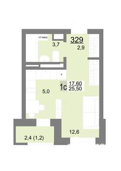 Студия квартира, вторичка, 25м2, 15/18 этаж