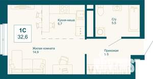 Студия квартира, строящийся дом, 33м2, 11/21 этаж