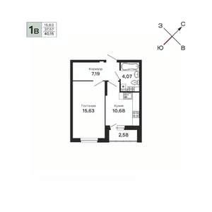 1-к квартира, вторичка, 40м2, 13/21 этаж