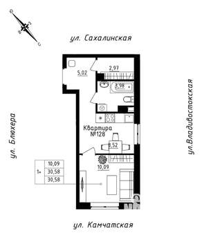 Студия квартира, строящийся дом, 31м2, 11/25 этаж