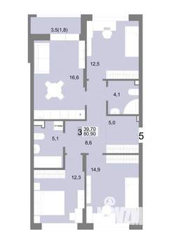 3-к квартира, строящийся дом, 81м2, 2/25 этаж