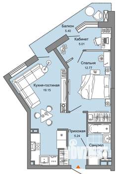 2-к квартира, вторичка, 48м2, 7/8 этаж