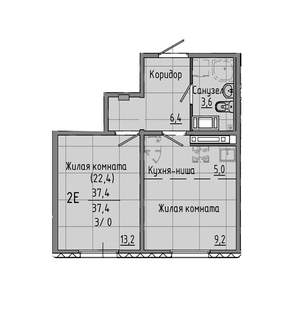 1-к квартира, вторичка, 38м2, 1/25 этаж
