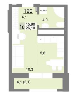 Студия квартира, вторичка, 26м2, 23/26 этаж