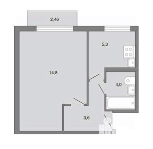 1-к квартира, вторичка, 27м2, 3/5 этаж
