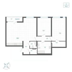 2-к квартира, вторичка, 97м2, 5/10 этаж