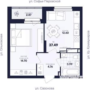 1-к квартира, вторичка, 37м2, 9/17 этаж