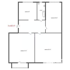 3-к квартира, вторичка, 69м2, 4/5 этаж