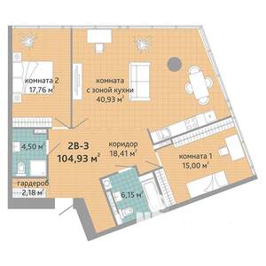 3-к квартира, вторичка, 105м2, 12/28 этаж