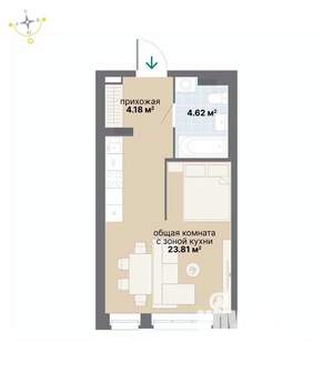Студия квартира, вторичка, 33м2, 5/26 этаж