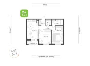 2-к квартира, вторичка, 67м2, 9/17 этаж