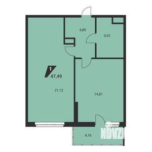 1-к квартира, вторичка, 47м2, 20/25 этаж