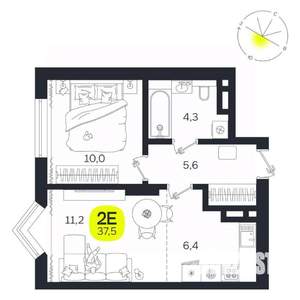 2-к квартира, вторичка, 38м2, 7/27 этаж