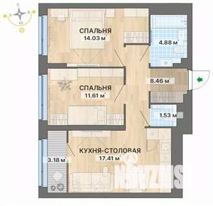 2-к квартира, вторичка, 61м2, 29/30 этаж