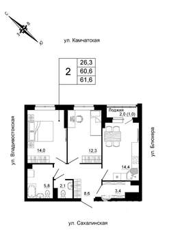 2-к квартира, вторичка, 62м2, 4/24 этаж