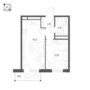 1-к квартира, строящийся дом, 40м2, 7/25 этаж