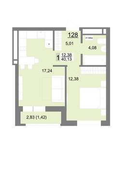 1-к квартира, вторичка, 40м2, 13/22 этаж