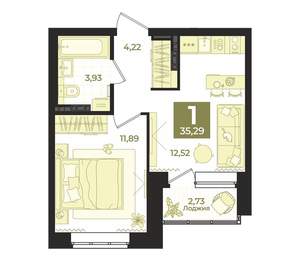 1-к квартира, вторичка, 35м2, 2/23 этаж