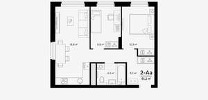 2-к квартира, вторичка, 51м2, 20/22 этаж