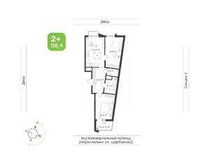 2-к квартира, вторичка, 58м2, 13/17 этаж