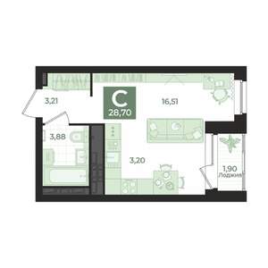Студия квартира, вторичка, 29м2, 22/29 этаж
