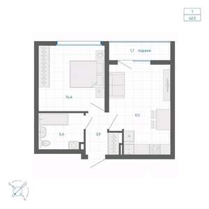 1-к квартира, вторичка, 43м2, 3/32 этаж