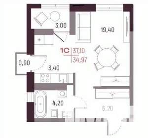 Студия квартира, вторичка, 35м2, 6/27 этаж