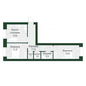 2-к квартира, вторичка, 56м2, 3/4 этаж