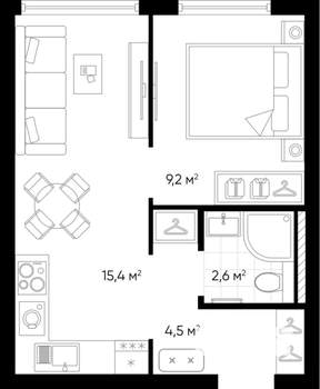 1-к квартира, вторичка, 32м2, 2/24 этаж