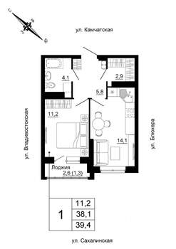 1-к квартира, вторичка, 39м2, 24/24 этаж