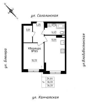 1-к квартира, вторичка, 36м2, 14/25 этаж