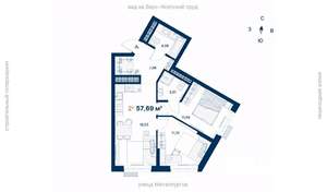 2-к квартира, вторичка, 58м2, 10/31 этаж