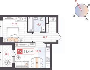 1-к квартира, вторичка, 38м2, 7/31 этаж